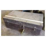 Antique Metal Chest Foot Locker.