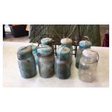 Vintage  Canning Jars with holder