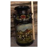 MILK CAN W/HAND-PAINTED FARM THEME