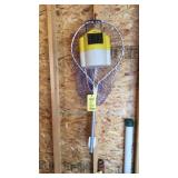 FISHING POLES, MINNOW BUCKET & NET