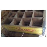 SQUIRT BOTTLE CRATE, METAL CASE & CAST IRON PCS.