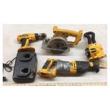 (5) 18V DEWALT ITEMS (DRILLS, CHARGER, SAW)