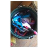 5 gallon buckets, dog leashes and brushes