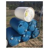 (5) BLUE PLASTIC BARRELS (ATG)