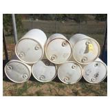 (7) WHITE PLASTIC BARELS (ATG)