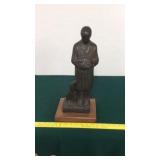 STATUE OF MAN W/HIS ADORING PUPPS (17in.T)