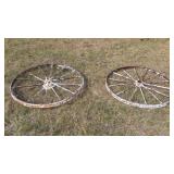 (2) STEEL WAGON WHEELS