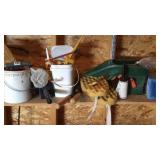 HEDGE TRIMMER, CAULKING GUN, HAND PUMP & MISC.