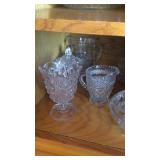 CRYSTAL SERVING PIECES, CANDLE HOLDERS & VASE