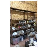 LRG. METAL RACK SYSTEM & TOP ROW OF BUCKETS (5)