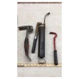 RAZOR-BACK, PRY-BARS/FLAT-BARS, GREASE GUN ETC.