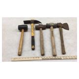 (4) ASSORTED HAMMERS & HATCHET (ATG)