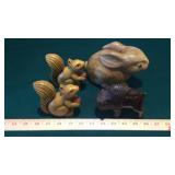 CARVED BISON & BUNNY FIGURINE