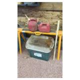 SMALL GAS CANS, TARPS, TOTE & METAL SAWHORSE