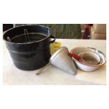 Granite Canner, Colander,  Porcelain Ware