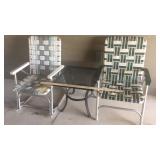 PATIO END TABLE & FOLD-UP CHAIRS
