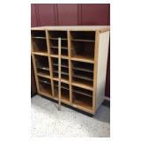 WOOD CUBBY SHELF MEASURES 37.5"W X 14"D X 40" T WOOD CUBBY SHELF MEASURES 37.5"W X 14"D X 40" T