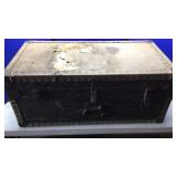 WOOD TRUNK AND WOOD TOOL BOX W/MISC PARTS