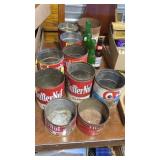 (10) COFFEE CANS & (4) GLASS BOTTLES (10) COFFEE CANS & (4) GLASS BOTTLES