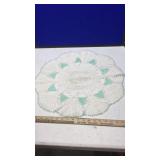 CROCHET/BEADED DOILIES (RED & SEA GREEN) CROCHET/BEADED DOILIES (RED & SEA GREEN)