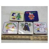 (5) SNOOPY CHRISTMAS TINS (5) SNOOPY CHRISTMAS TINS