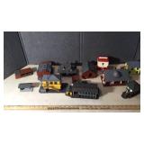 SMALL TOWN BUILDINGS, FIGURINES, VEHICLES