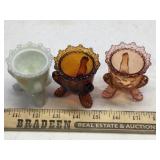 (3) SLAG GLASS CUPS (3) SLAG GLASS CUPS