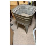 SQUARE GALVANIZED WAS TUB ON STAND