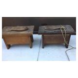2- WOOD SHOE SHINE STANDS 2- WOOD SHOE SHINE STANDS