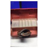 PLASTIC TOOLBOX, LEATHER POUCH & ELECTRIC TRIMMER PLASTIC TOOLBOX, LEATHER POUCH & ELECTRIC TRIMMER