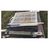 METAL GARDEN FENCE SECTIONS W/ RODS, DOOR NOBS &