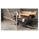 WHEELBARROW & CONTENTS (MOSTLY FENCING ITEMS)