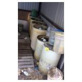 (6) PLASTIC OPEN TOP BINS W/USED OIL FILTERS