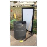 SIGN BOARD & TRASH CAN