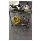 Caulk Guns, air hose, rolling cart & misc.