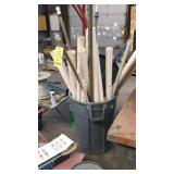 Assorted PVC pipe, coax cable, tile cutter and