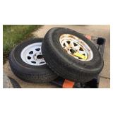 (2)  FIVE HOLE TRAILER RIMS & TIRES