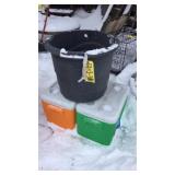 (2) COOLERS & PLASTIC BUCKET