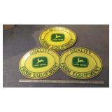 (3) METAL JOHN DEERE SIGNS & (5) JD PICTURES