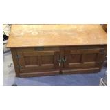 WHITE CLAD ICE BOX STYLE WOOD COFFEE TABLE