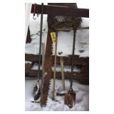 ASSORTED HAND TOOLS, SAW BLADE & MALL