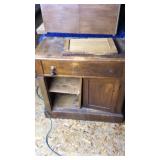 WOOD CABINET, OTTAMAN & PADDED SEAT