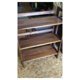 WOOD SHELF & TWO END TABLES