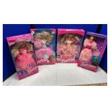 (4) BARBIES DREAM GLOW, SPARKLE EYES, COSTUME BALL