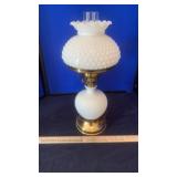(2) MILK GLASS HOBNAIL ELECTRIC LAMPS