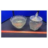 PRESSED GLASS BOWL, COOKIE JAR & BOWLS