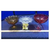 GLASS COMPOTE DISHES & CHRISTMAS COFFEE CUPS
