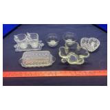 GLASS BUTTER DISH, DESSERT BOWLS, GLASSES &