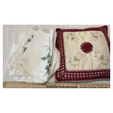 THROW PILLOW & EMBROIDERED MATS