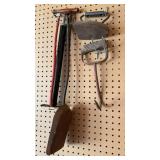 FIREPLACE SHOVEL, AIR PUMP, HAY HOOK & IRON